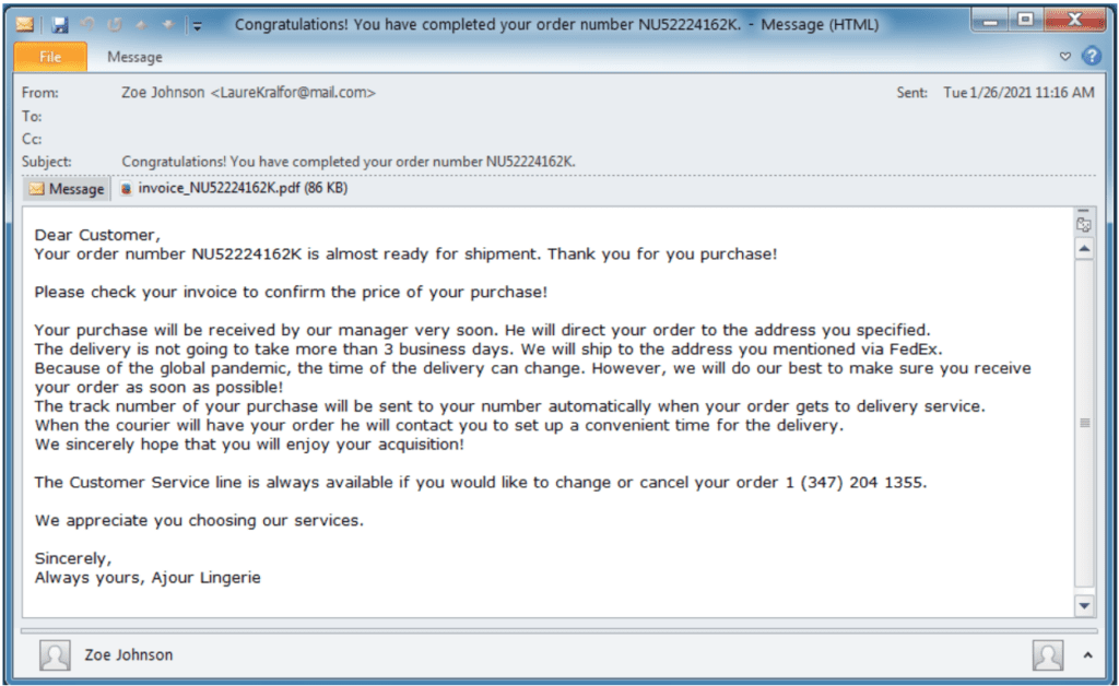 Social Engineering Example - BazaLoader Valentine’s Day lure