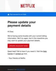 Phishing Email Example - Netflix