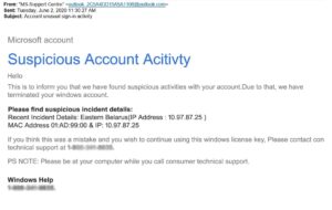Phishing Email Example - Microsoft