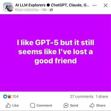 Person complaining about gpt 5 in online forum